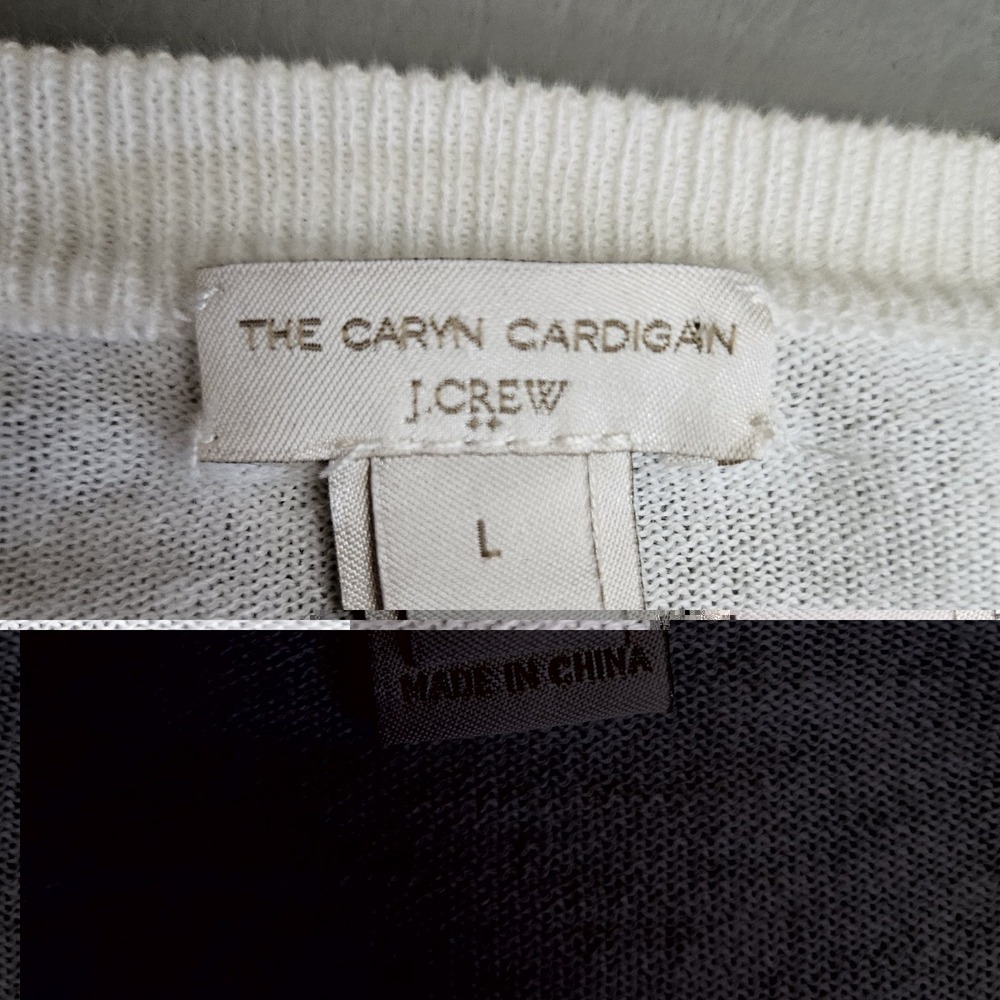 J. Crew Pineapple Caryn Cardigan Sweater Womens Size Large Cotton Preppy Casual - Picture 6 of 9